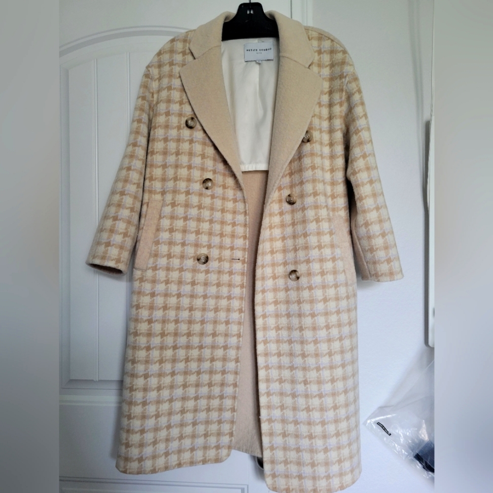 Petite Studio Teagan Wool Coat - Plaid - XS / Brown